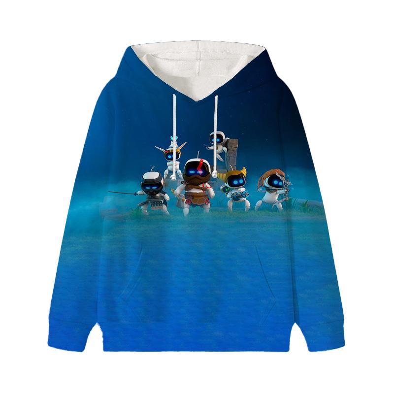 Astro Bot Hoodies Baby Unisex Cartoon Print Long Sleeve Tops Astronaut Toddler Boys Girls Casual Sweatshirts Outfits