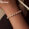 BAMOER White Gold Plated Sparkling Cubic Zirconia Classic Olive Leaf Bracelet, Gold Bracelets for Women Fashion Jewelry