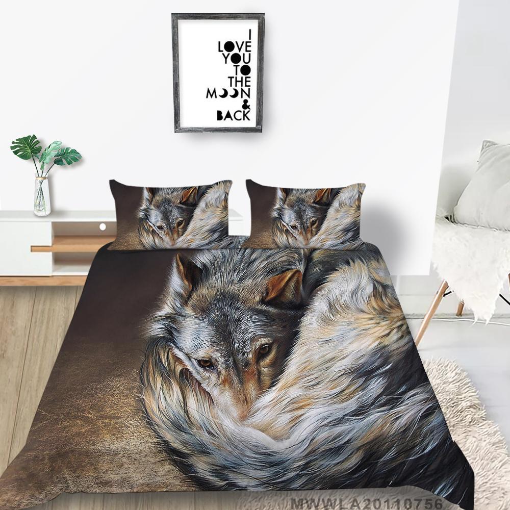 2023 New Style 3D Luxury Style 2/3PCS Bedding Suit Bed Comfortable Duvet Cover Set Wolf Printed Home Textiles Polyester Boy Gift