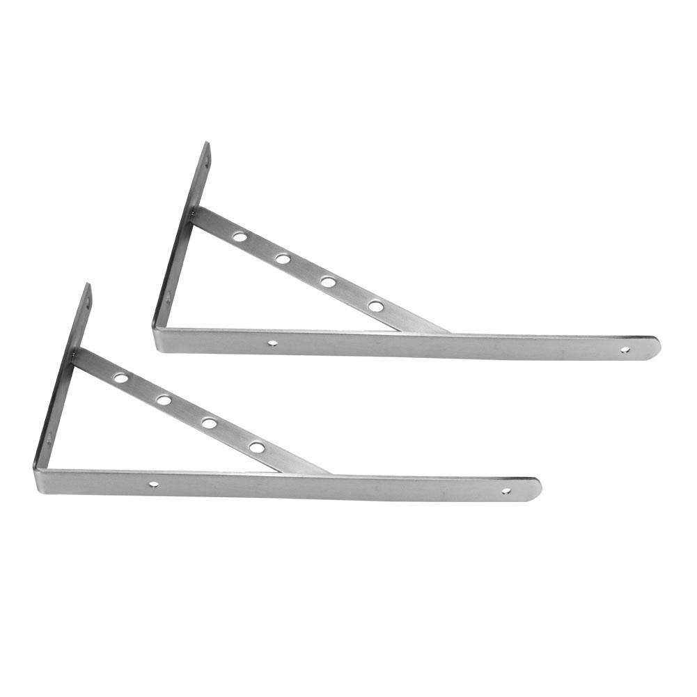 2Pcs Stainless Steel Triangle Bracket Wall Mounted Shelf Bookcase Support (14 )