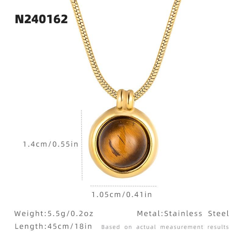 Maillard Caramel Tiger's Eye Stone Beaded Necklace Femininity Versatile Premium Sense Clavicle Chain Natural Stone Handmade