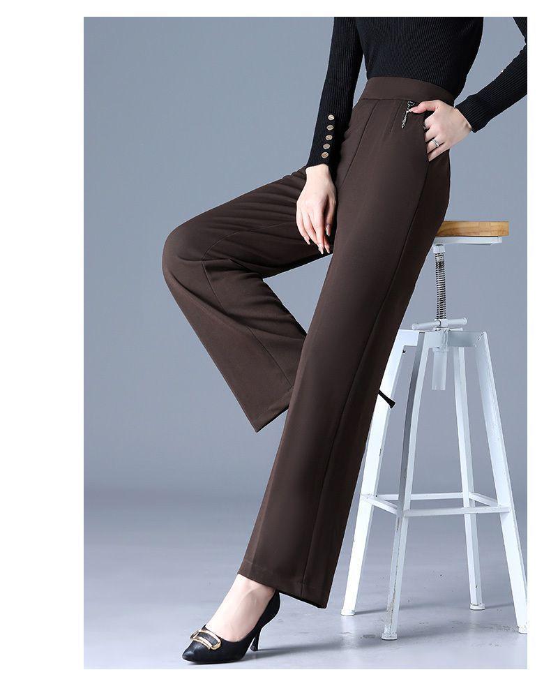 Elastic High-Waist Wide-Leg Pants for Middle-Aged and Elderly Women - Spring & Autumn Casual Plus Size