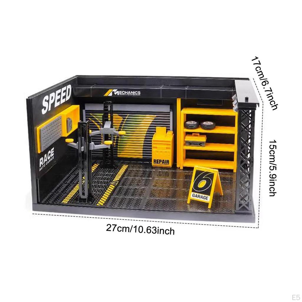 1/24 Diorama Car Garage Model Repair Shop Scene with Light Workshop