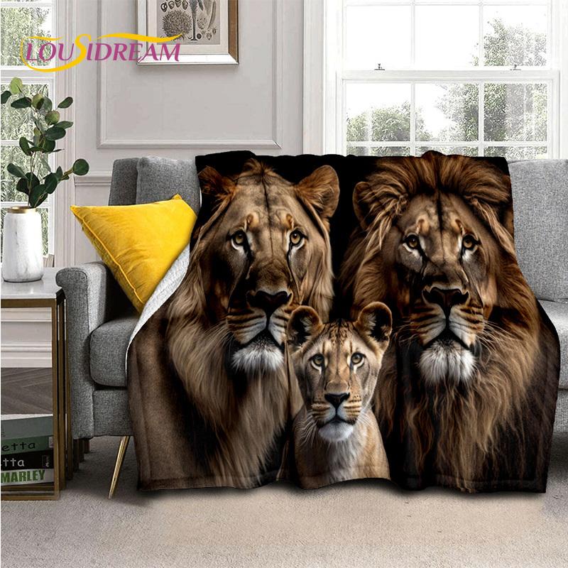 Fierce Tiger Lion Leopard Beast Animal Wildlife Cartoon Blanket,Soft Throw Blanket for Home Bedroom Bed Sofa Picnic Office Cover