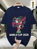 FIFA. World Cup Football.Men's Short-sleeved T-shirt with a US-Canada-Mexico Themed Print, Crew Neck Style for Men and Women, Perfect for Holiday Wear