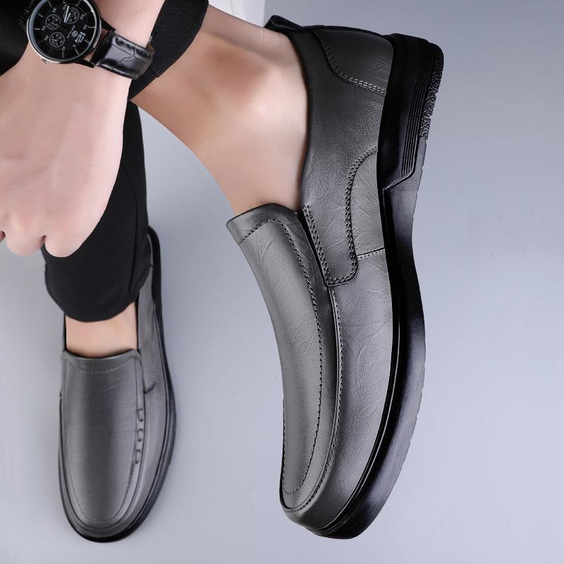 Men's Shoes 2025 Summer New Men's High-end Lace-up Casual Leather Shoes Soft Sole Non-slip One-pedal Large Size Dad Shoes