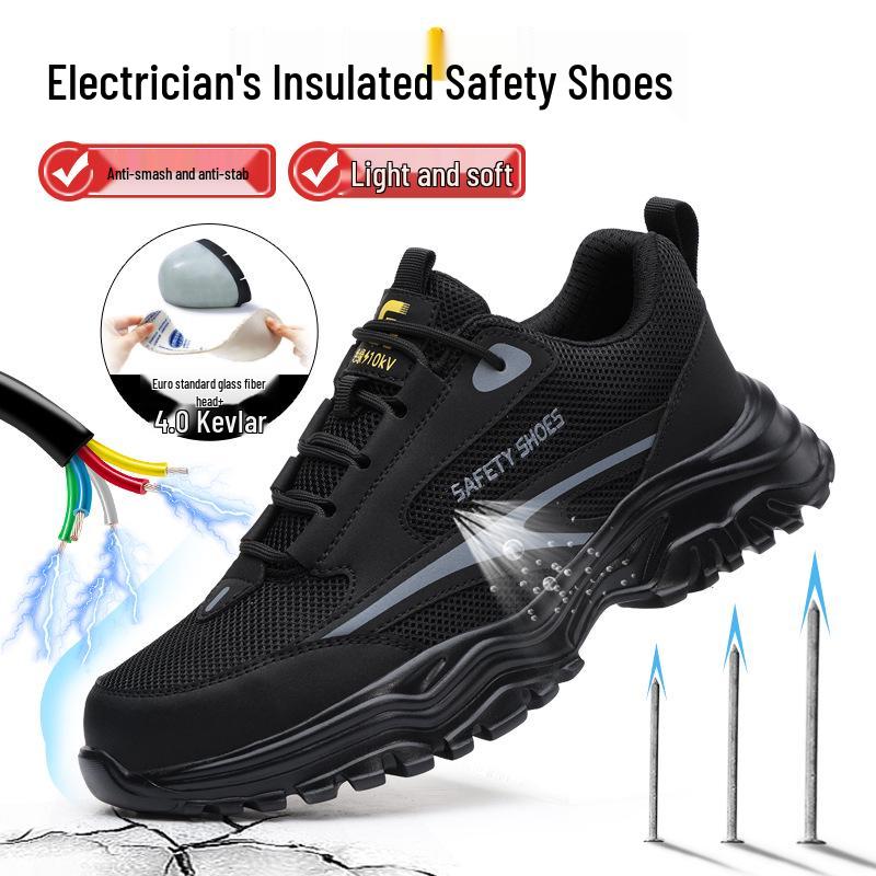 Insulated 10KV Men's Lightweight Safety Shoes: Anti-smash, Anti-puncture, Protective Electrician Footwear
