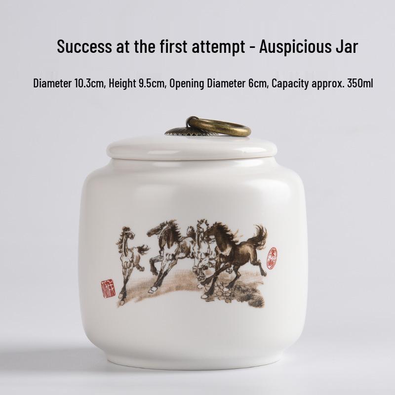 Small Ceramic Tea Caddy: Moisture-Proof, Sealed White Porcelain Jar