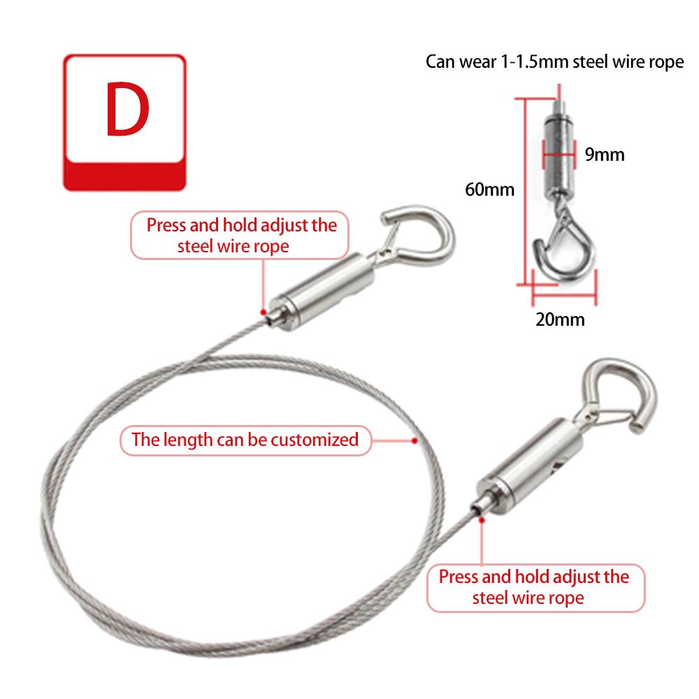 4 Stück 1,5 mm Drahtseil-Federhaken, verstellbar, zum Aufhängen von Wäscheleinen, festes Geländerschloss, Hebecode, geeignet für Lichtpaneele