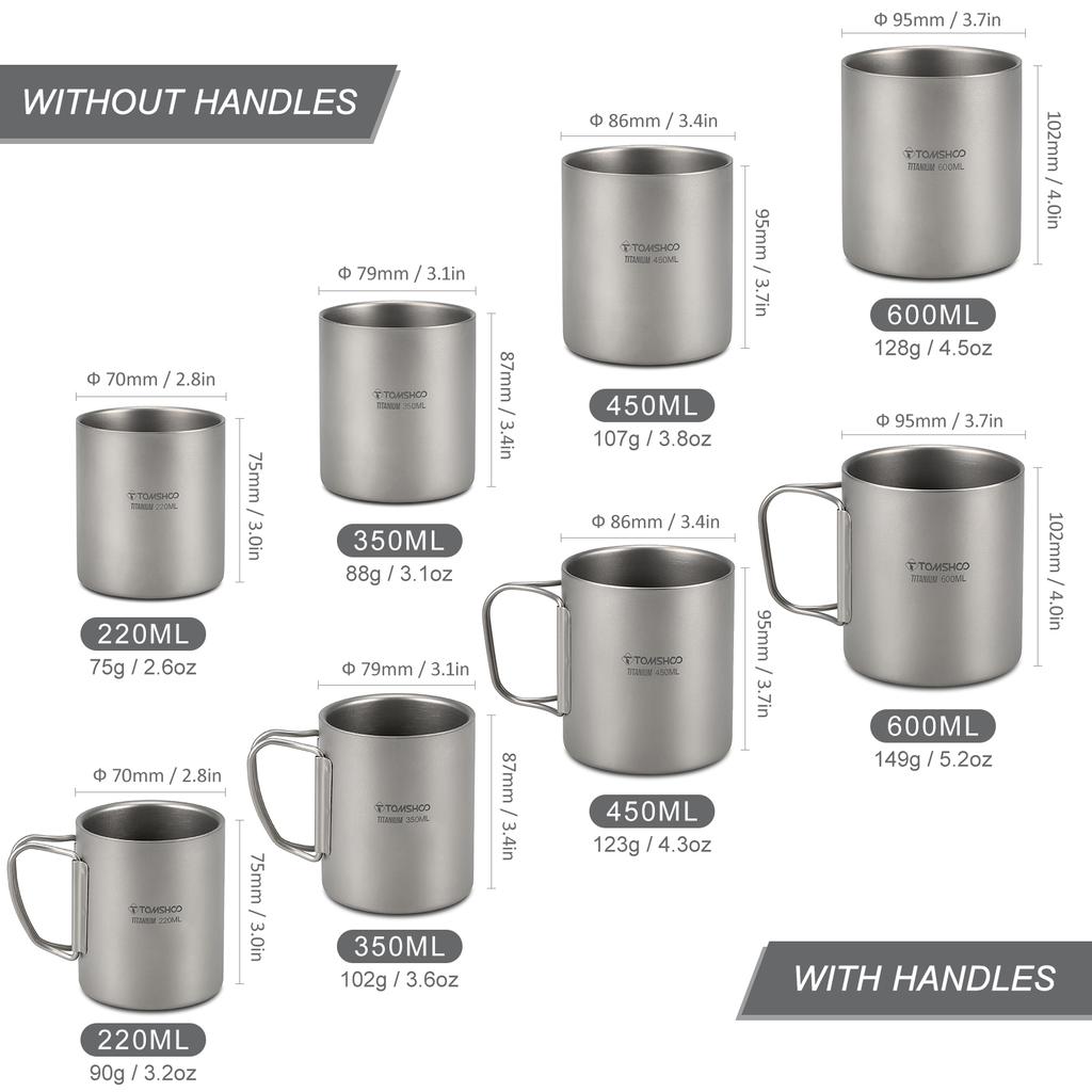 Tasse à double paroi en titane Lixada 50ml - Lot de 2 pour camping et
