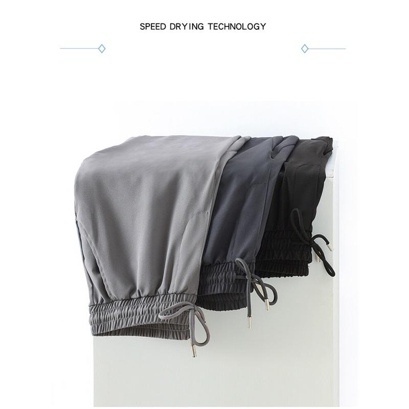 Summer New Business Ice Silk Pants Straight Elastic Waist Black Gray Trousers Breathable Simple Quick Drying Casual Suit Pants
