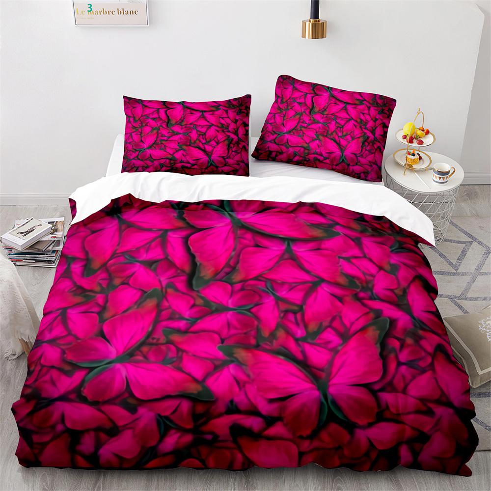 Butterfly Duvet Cover Set Blue Purple Wild Animals Bedding Set King Queen Size for Kids Girls Women Polyester Comforter Cover