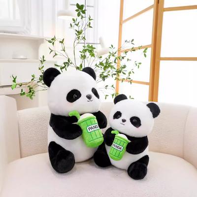 Niedliche simulierte Riesenpanda-Puppe Plüschtier mit Milchtee-Tasse Puppe Kinder Geburtstagsgeschenk für Freundin
