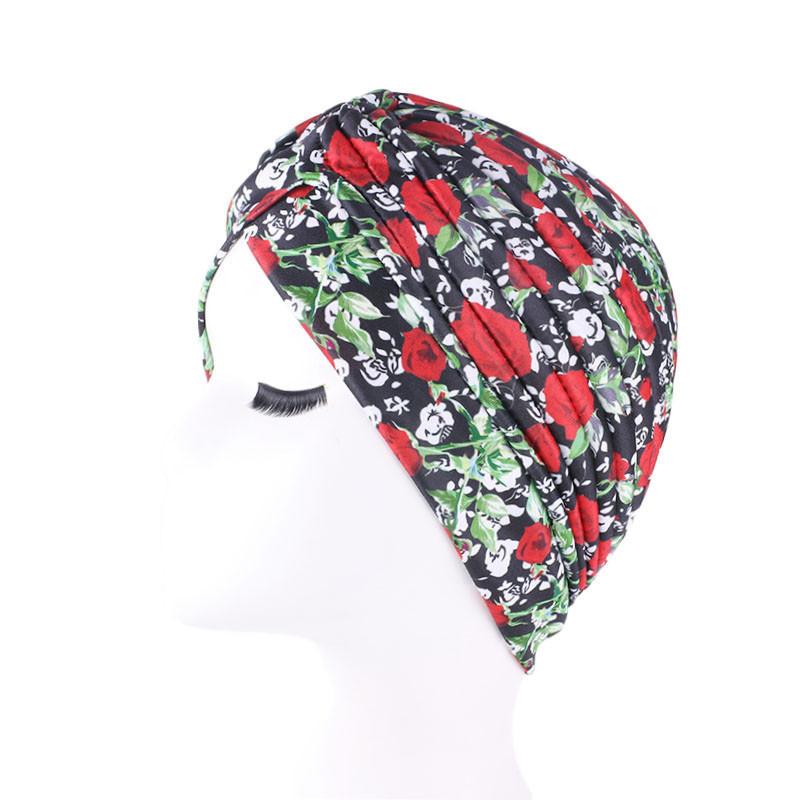 New Print African Headtie Turban Cap Soft Stretch Twisted Pleated Beanie Head Wrap for Women Chemo Bonnet