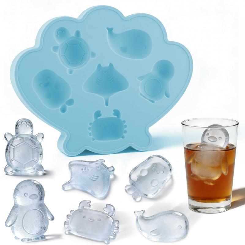 

Ice Cube Tray Shell Silicone Ice Cube Trays With Cute Marine Life Shapes Cubes Easy To Release Perfect For Freezer Home A
