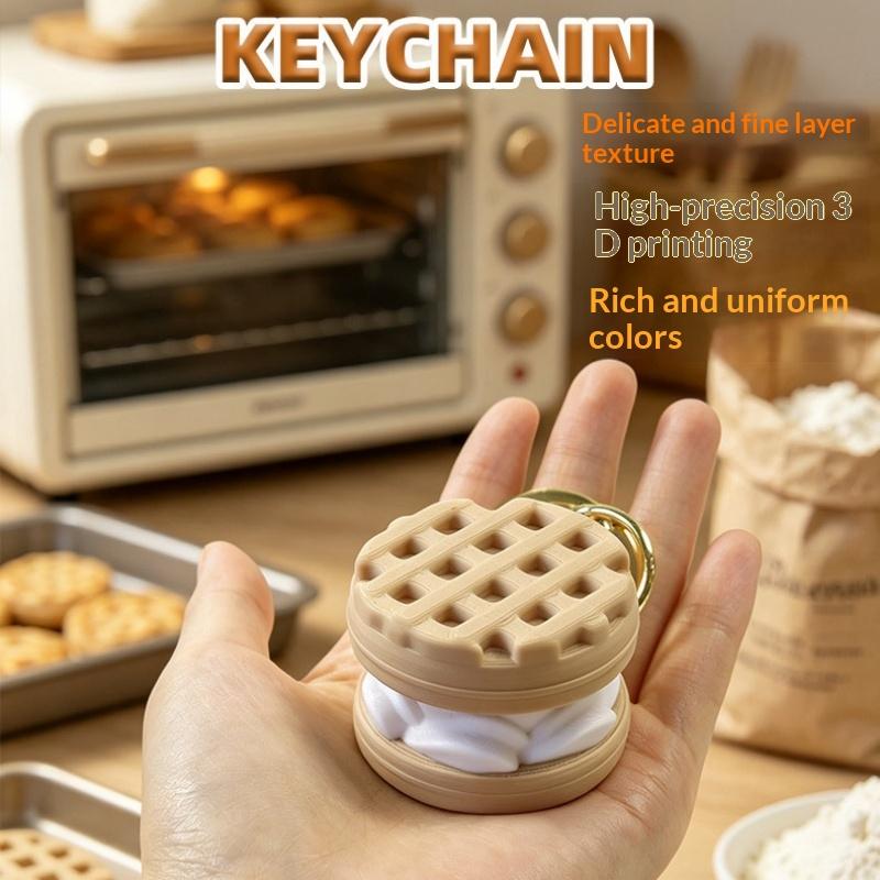 Calming Keychain Keys Finger Button Anti-Stress Toys Rabbit Cake Heart Waffles Funny Decompression Gifts For Children Adults