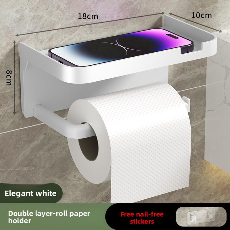 Wall-Mounted Bathroom Tissue Holder Modern Double Layer Paper Roll Organizer for Home Use