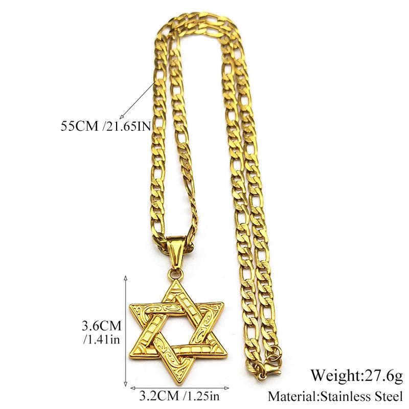Doppelseitiger Hexagramm-Anhänger Titanstahl Halskette Partnerkette Modeschmuck Geschenk für Sie Ihn Unisex