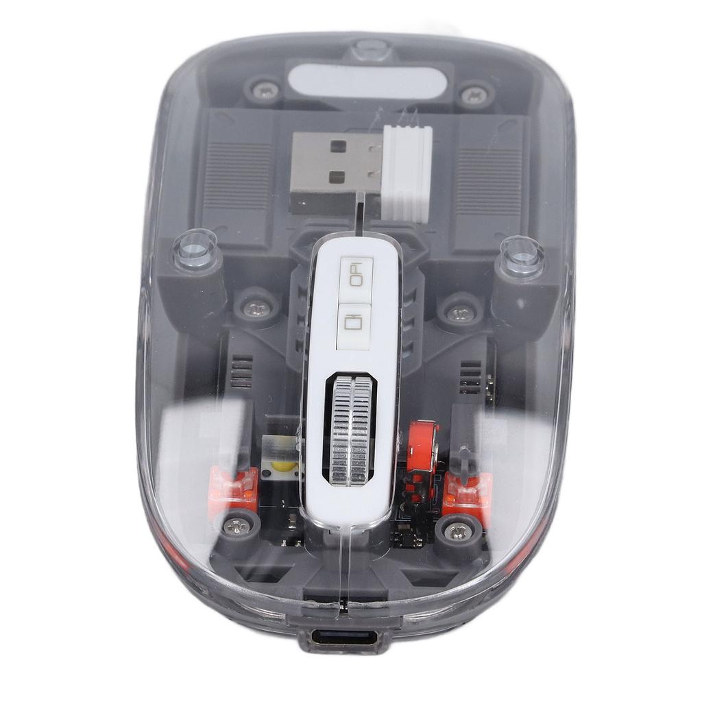 Wireless Mouse 1 2 2.4GHz 3 Mode Silent DPI Rechargeable Transparent Mouse for PC Laptop Tablet