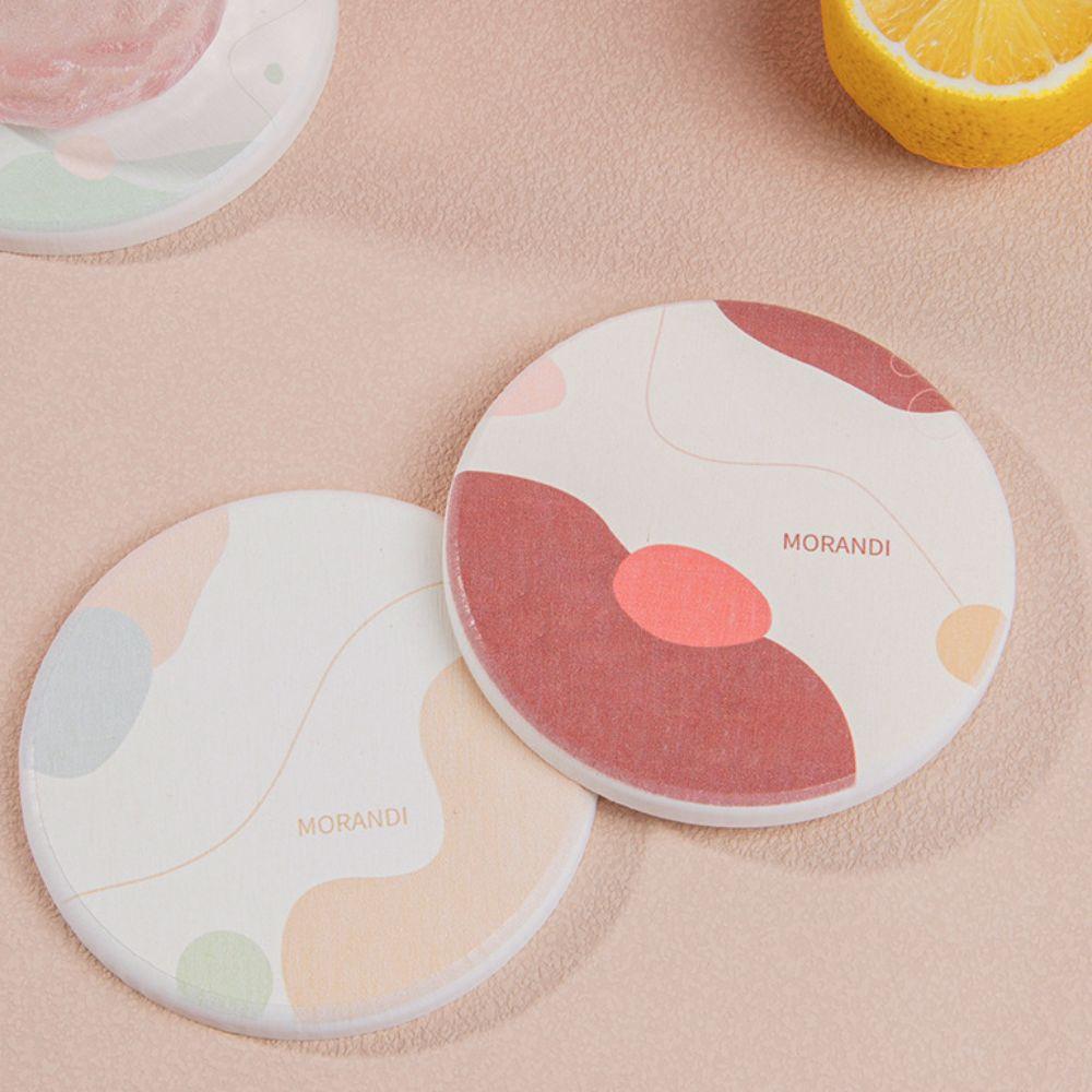 4pcs Water-absorbent Morandi Diatomite Coaster Square/Round Insulation Pad Cup Mat  Tea Room