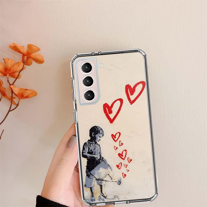 Street Art Banksy Graffiti Phone Case For Samsung S24 FE Galaxy S22 Ultra S25 Edge S21 S23 FE S20 Plus Cover Shell Coque Clear S