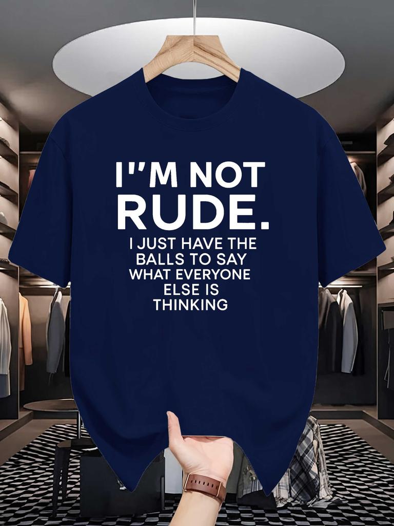 Unisexs Crew Neck T Shirt Funny Attitude I Am Not Rude Quote Text Print Graphic Short Sleeve Casual Cotton Streetwear Tops