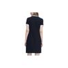 Fila Logo Embroidered Polo Neck Fashion Casual Knitted Short Sleeve Dress Women Dresses Black F11W328311ABK