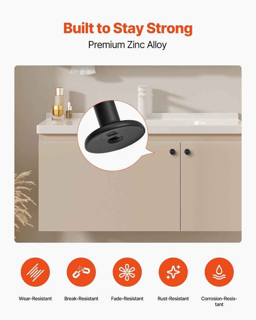 Cabinet Knobs, 30 Pack, 31 mm Black Zinc Alloy Drawer Pulls & Door Handles, Mushroom Kitchen Solid Knobs Dresser Handles, Cupboard Hardware with