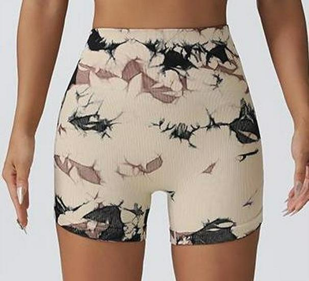 

Женский двухцветный бесшовный бюстгальтер с принтом тай-дай и шорты для йоги с эффектом подтяжки бедер и накладкой на грудь Large