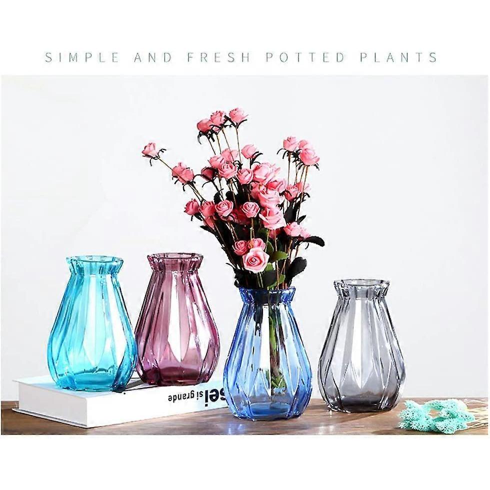 Glass Vase Vase Solid Color Clear Style Pink Glass Water Bottle Jug 14.5cm High Decorative Home Wedd