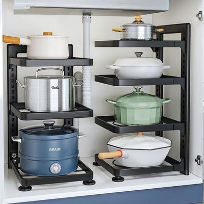 Pot Rack Is Specifically Designed for Storing Pots and Utensils. Kitchen Stainless Steel Rack, Storage Rack, Sink, Multi-layer H