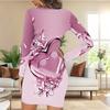 Nova Moda Feminina Outono e Inverno 2025 Vestido Longo de Manga Comprida com Gola Redonda e Estampa e Tingimento com Padrão de Amor 3D Edição Limitada Dia dos Namorados