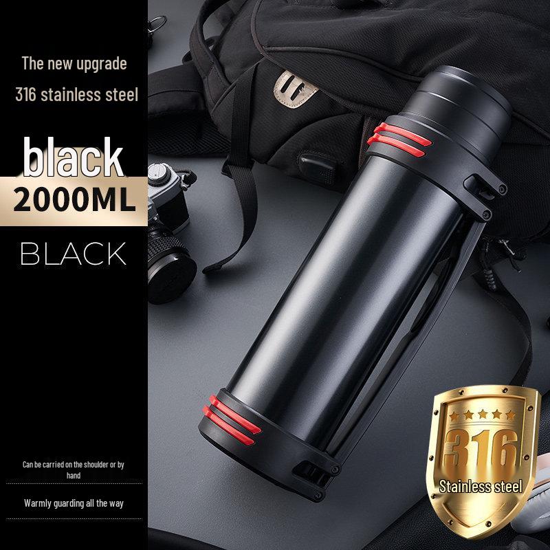 Stainless Steel Outdoor Thermos Bottle with Strap - Large Capacity, Portable, Insulated for Sports & Climbing
