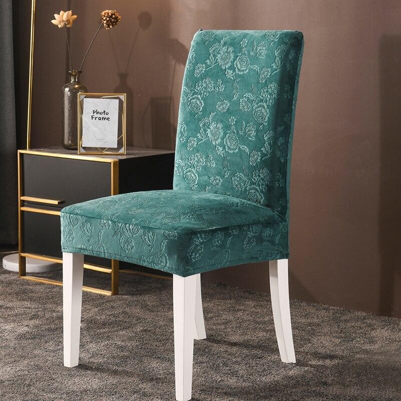 1/2/4/6 Pcs Velvet Extensible Dining Chair Cover Spandex Slipcover Case For Kitchen Dining Room Chair Covers Elastic Stretch