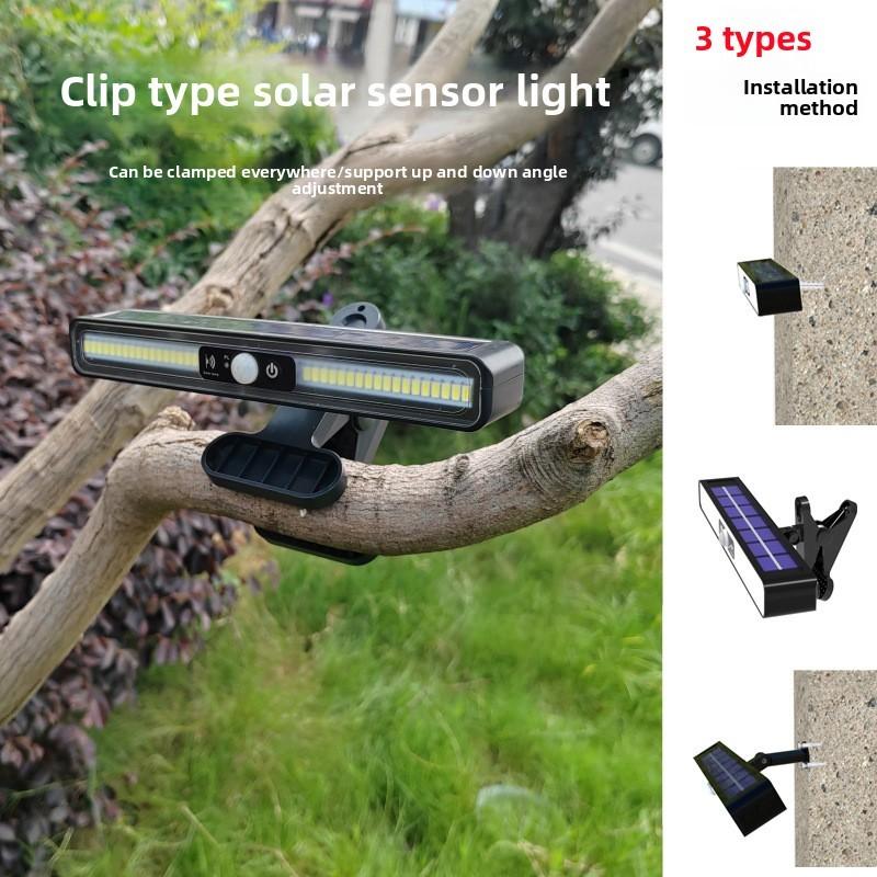 Outdoor Solar Clip Light Super Bright Induction Lamp Home Camping Courtyard