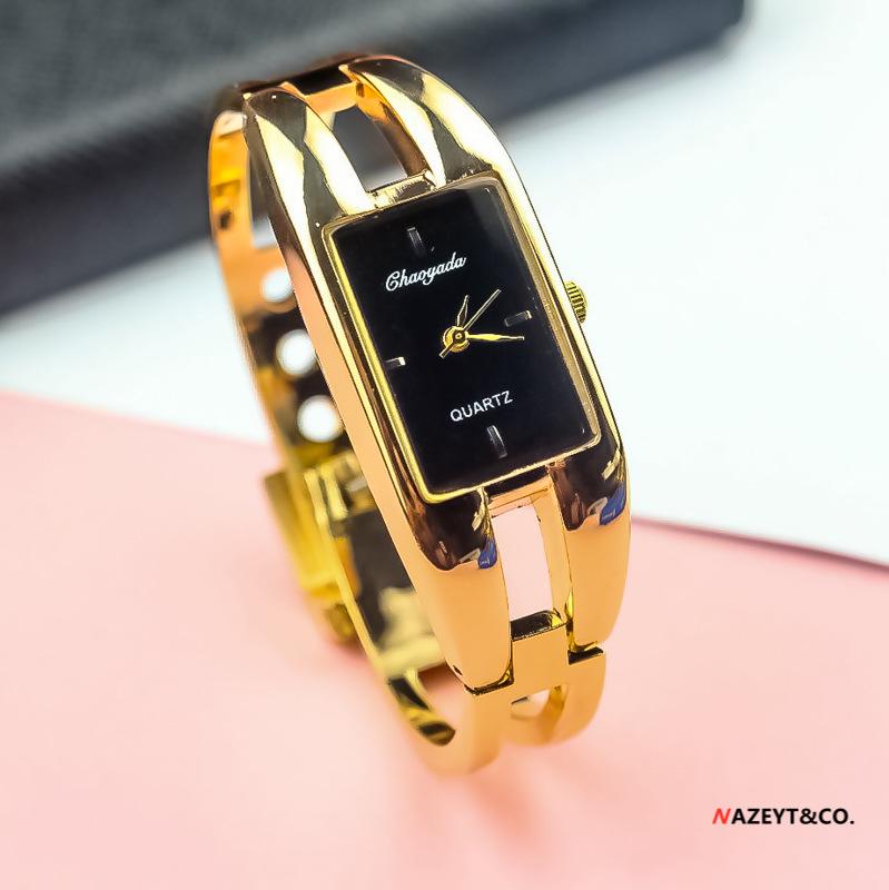 Stylish Women's Square Bangle Quartz Watch with Steel Band for Girls