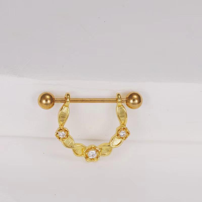 Stainless Steel Winged Zircon Nipple Ring Body Jewelry