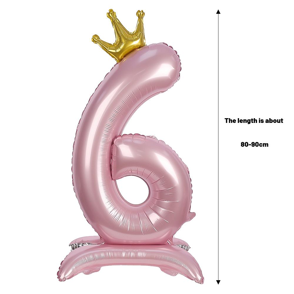 Balão digital de alumínio rosa com decoração de coroa de 42 polegadas, balão com número para decoração de festa de aniversário, suprimentos para meninas, lembrancinha de aniversário