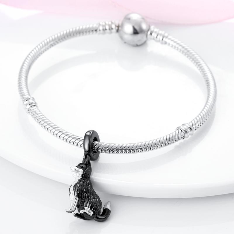 Original Charms Copper Cute Black Border Collie Pendants Fit Charms Plata Bracelets For Women Jewelry Making Fine Gifts