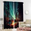 2pcs, 2D FLAT PRINTING Curtains (Without Rod) Aurora Campfire Popular Curtains&Window Treatment Fabric Curtains Holiday for