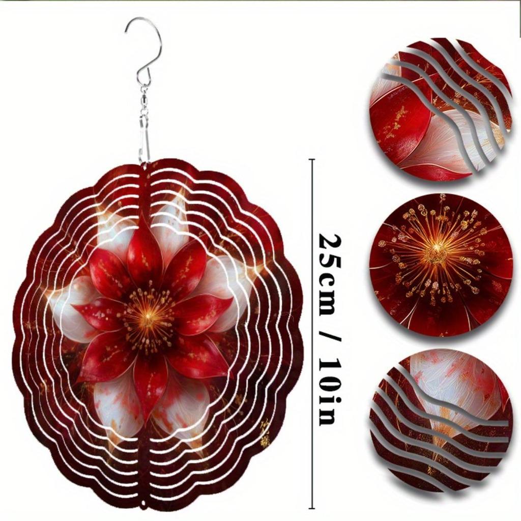 10 Inch Bohemian Wind Chime with 360 Degree Rotating Hook Vibrant Floral Design for Spring Summer Balcony Garden Yard Decoration