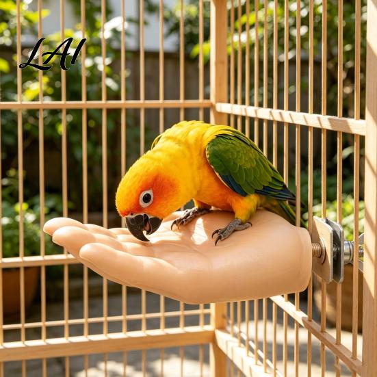 Parrot Training Aid Fake Hand Perch Simulated Human Bird Taming Toy Equipment with Grinding Surface Safe Anti‑Bite Desensitization Stand for Small