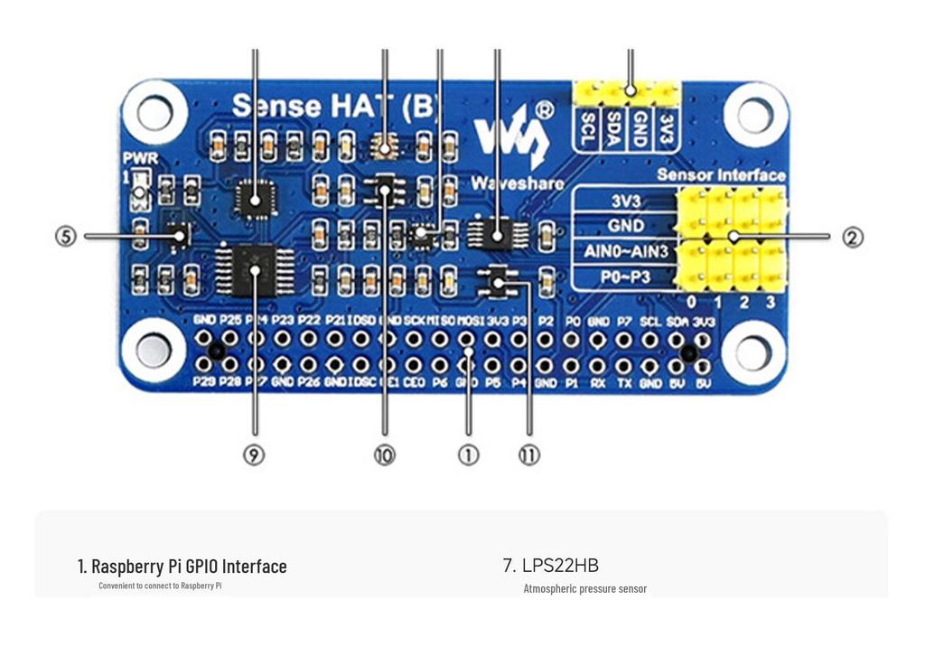 Weixue Raspberry Pi Sensor Board: Barometer, Temp & Humidity, Color, ADC, and More Sensors