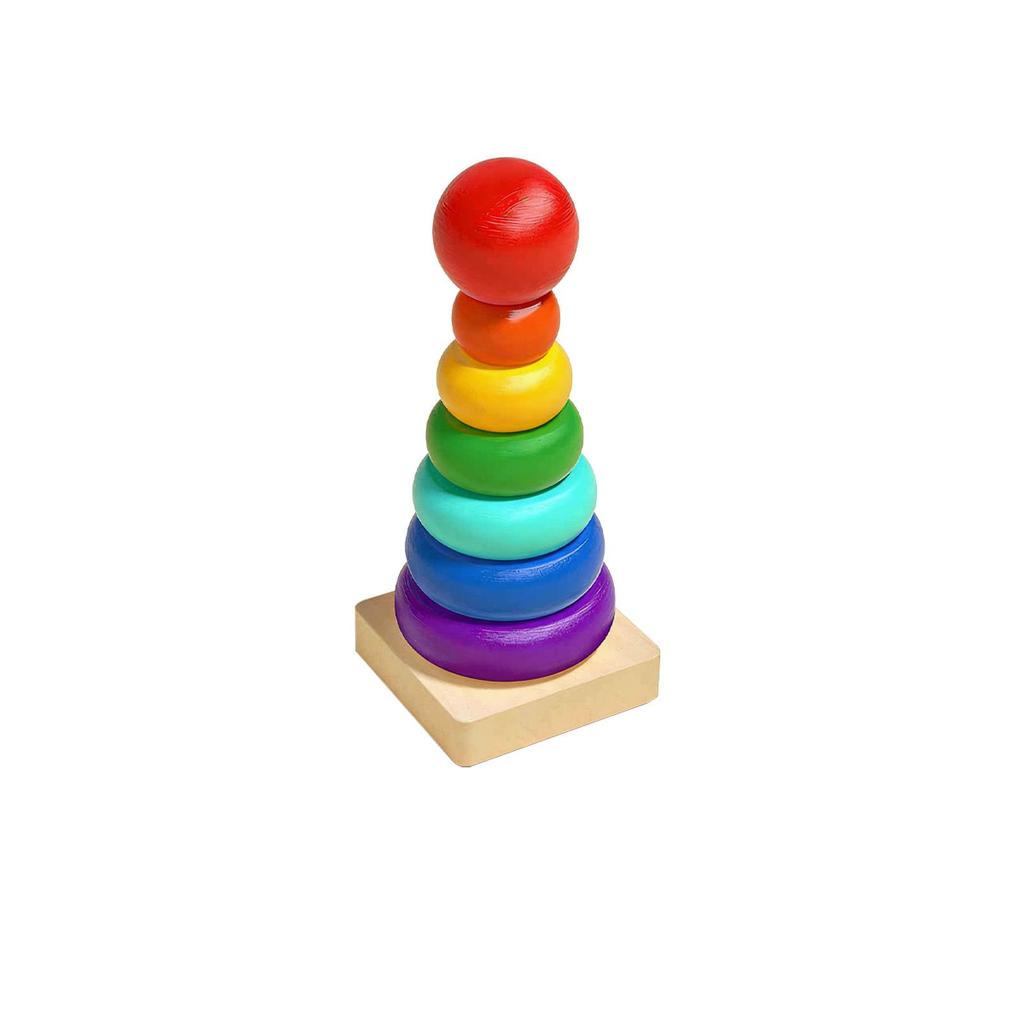 DOWMOO Geometric Stacking Educational Toy - Smooth Wooden Pegboard Blocks for Early Learning