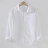 Men's Loose-Fit Long-Sleeve White Linen Shirt – Spring/Fall Japanese Casual Fashion