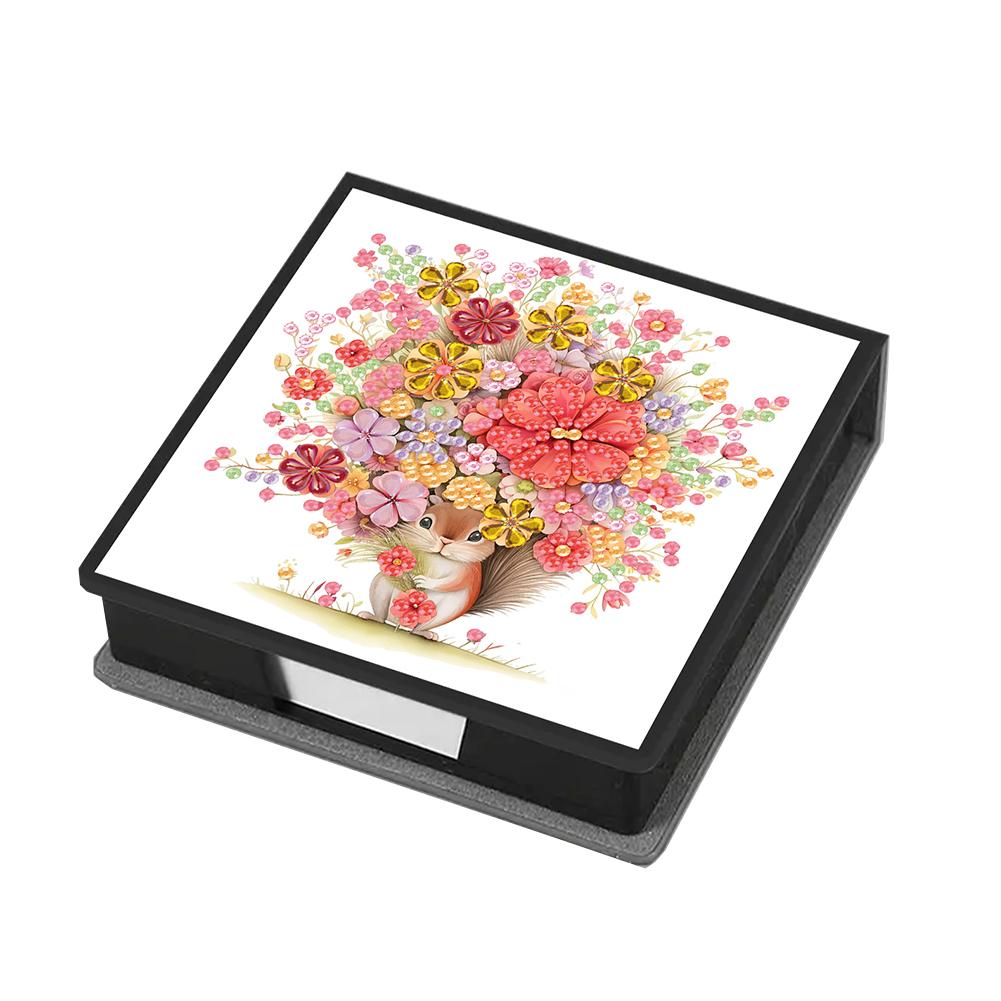 Animals Leather Diamond Painting Notecard Box Gem Art Sticky Note Holder Gem Painting Memo Pad Holder Mosaic Kit for Home Office