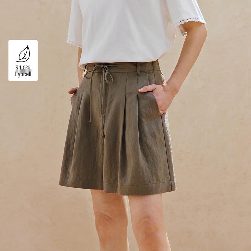 INMAN Tencel Casual Drawstring A-Line Wide-Leg Shorts 27