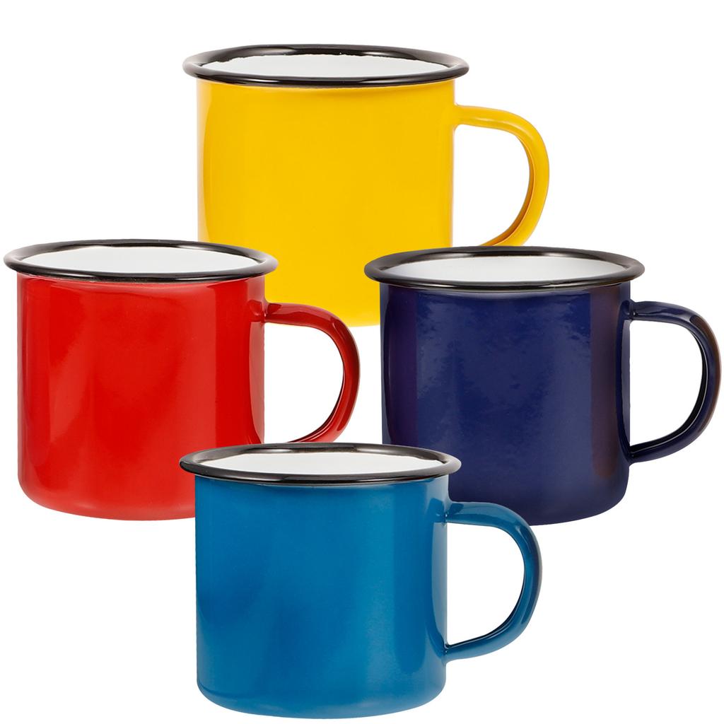 4Pcs Vintage Enamel Mug Set Durable Water Cups for Home Office Cafe Restaurant Camping Tableware Camping Tableware Set