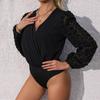 2025 Sexy Elegant Black Jacquard Long Sleeve Slim Fit Jumpsuit