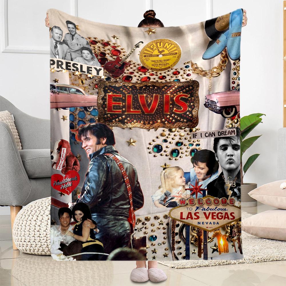 Elvis Presley Las Vegas Blanket Comfortable Perfect for Office Chair Seaside Chair Four Seasons Multipurpose Stylish Decor